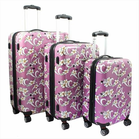 WORLD TRAVELER Tropical Flower Expandable Hardside Spinner Luggage Set- Pink - 3 Piece 730088-PINK